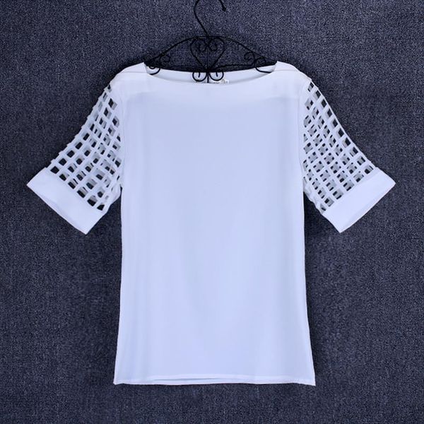 

white shirt women chiffon blouse white blouse 2019 summer short sleeve office ladies plus size blue yellow black