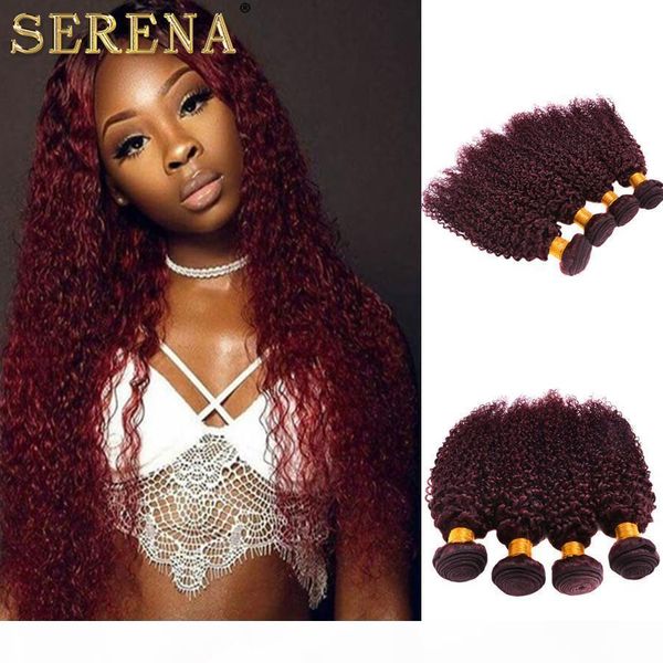 

virgin brazilian deep curly wave burgundy human hair 4bundles 9a grade #99j wine red brazilian virgin human hair extensions no shipping fee, Black