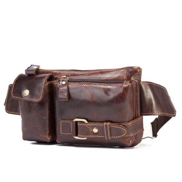 

waist bags vintage men's genuine leather bag for men brown cowhide pouch male pack without