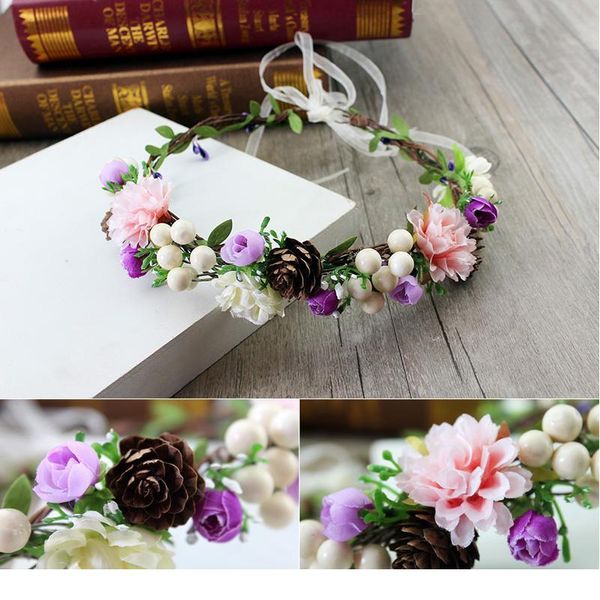 

women wedding flower headband wreath hairband girl headwear party flower hair accessories flower crown garland h qylszo