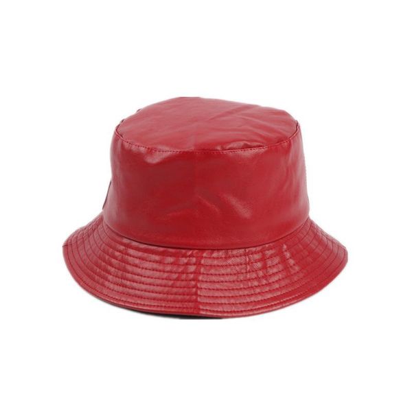 

pu bucket hat women fashion faux leather fishing cap soild foldable hiking hats hip-hop street waterproof for women qyltnf
