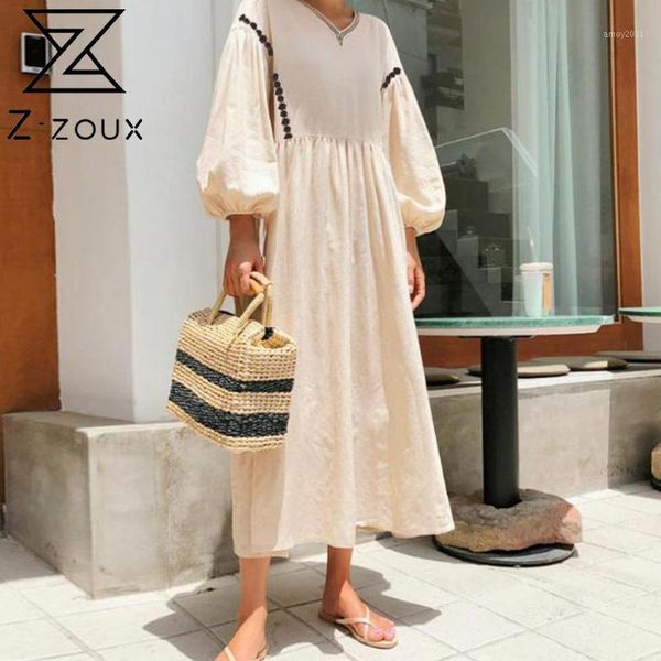 

casual dresses getspring women dress lantern sleeve v-neck vintage three quarter plus size black long summer 2021 fashion1, Black;gray