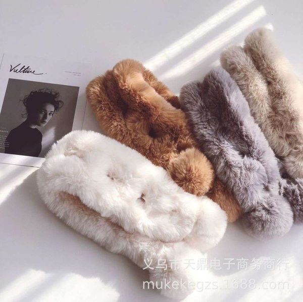 

solid ins same color simple sle hollow out plush children's ball scarf cover autumn and winter baby neck, Red;brown