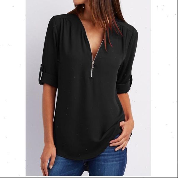 

women shirts summer autumn casual v neck chiffon blouse women camisa feminina long sleeve black white ladies blouses shirt