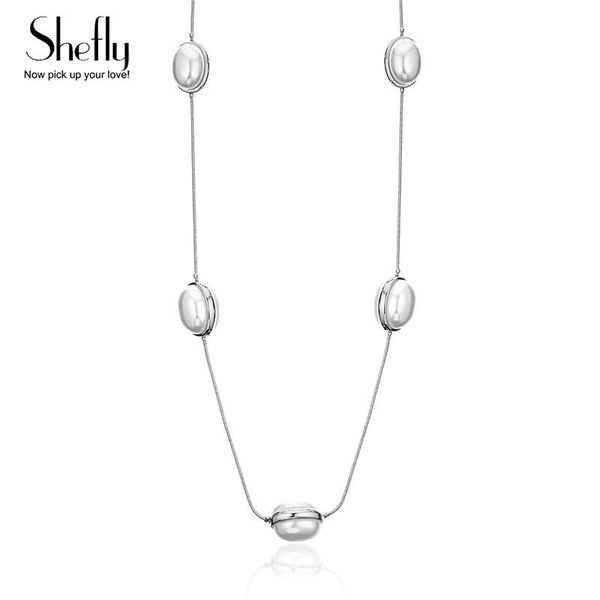

chains bohemian women's jewelry 2021 fashion long necklace sweater chain simulated-pearl statement gift for wedding party, Silver