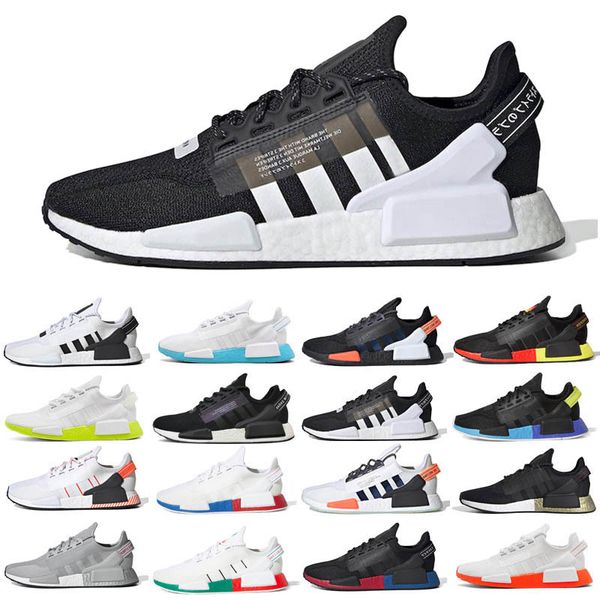 

2020 aqua tones munich r1 v2 mens outdoor shoes hu human race xr1 pharrell williams core black men women sports sneakers trainers 36-45