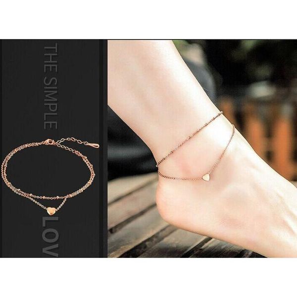 

fashion double layer of love beach anklet titanium steel heart gift ornaments ow37n l5kqm, Red;blue
