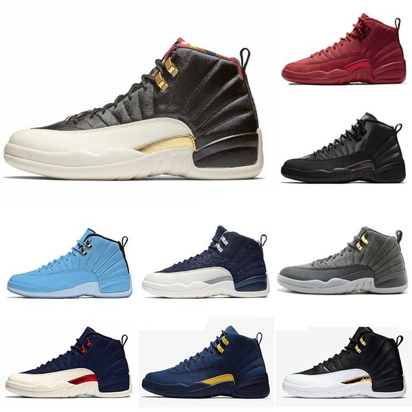 

winterized 12 xii 12s mens basketball shoes paris bordeaux gym red flu game wolf grey athletic sports sneakers