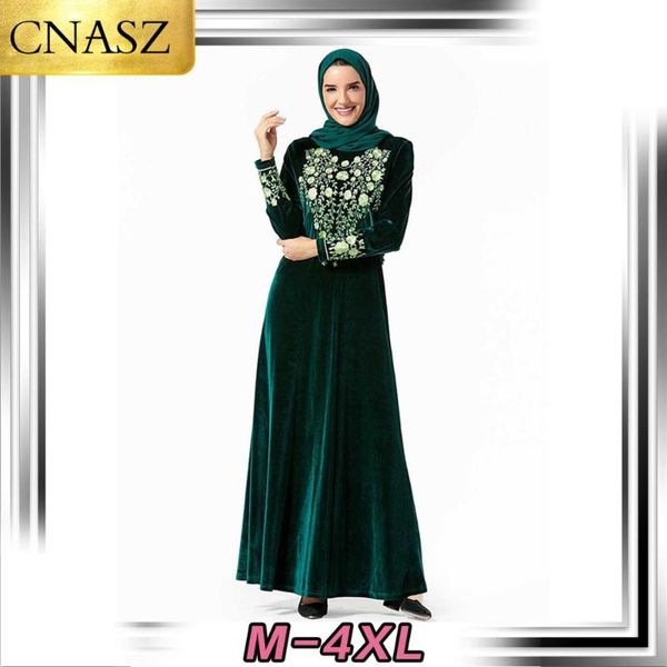 

new muslim islamic dress arab plus size women's middle east plant embroidered casual skirt dubai fashion turkey elegant kimono, Red