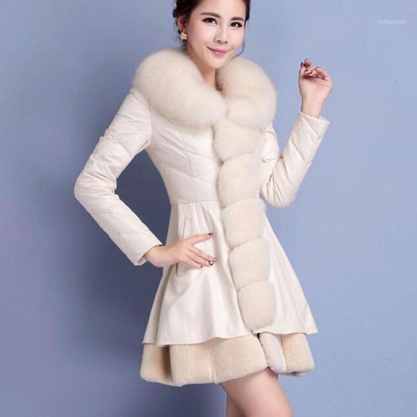 

2020 new long female leather slim-fit faux fur coat fur new long leather women's clothing1, Black