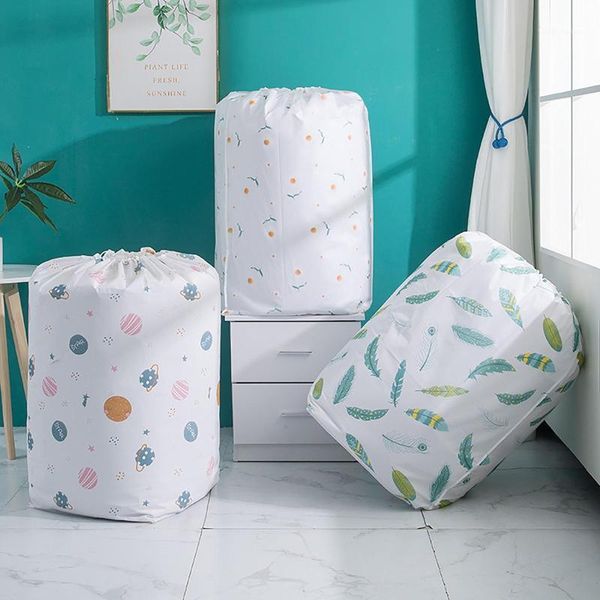

storage bags peva cylindrical waterproof print quilt clothing finishing bag1