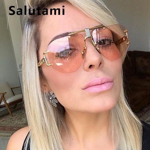 

polygon square women sunglasses 2020 new fashion alloy frame double bridge sun glasses men rimless oversize rivet eyewear, White;black