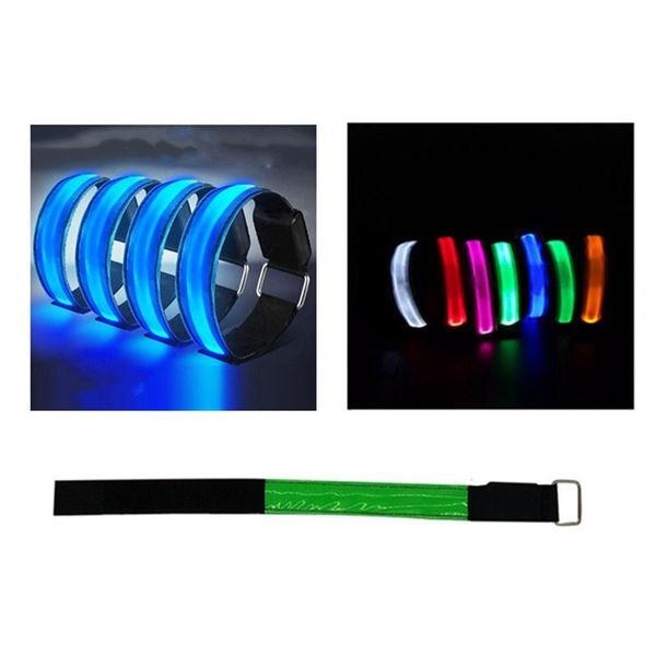 

1pc new arm belt bike led armband led safety sports reflective belt strap snap wrap arm band armband dropshipping, Black;gray