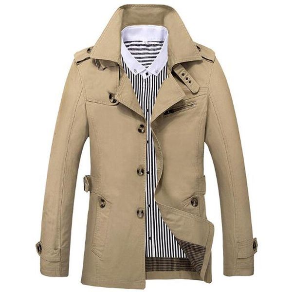 

men's trench coats fashion windbreaker warm comfortable casual handsome, Tan;black