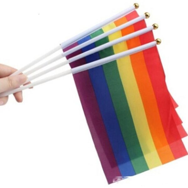 

factoryisbxtools rainbow flags gay pride stick 21*14cm creative hand mini flag portable waving handhold using home festival party d