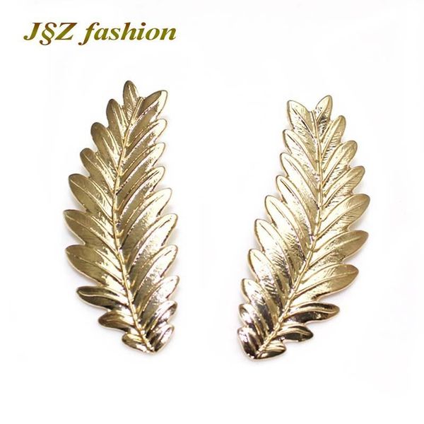 

stud big gold leaf earrings 2021 beautiful statement feather for women gift vintage jewelry, Golden;silver