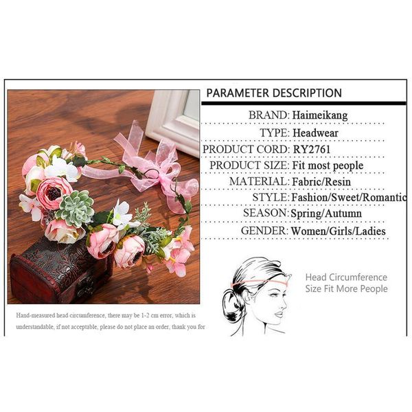 

flower crown haimeikang wedding floral hairbands festival headband women hair accessories headdress girl wreath qyltpa