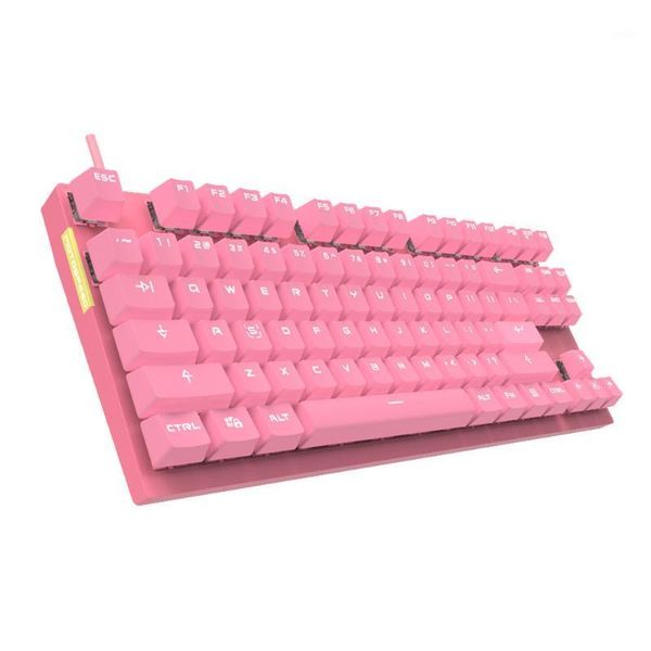 

motospeed professional gaming mechanical keyboard rgb rainbow backlit 87 keys illuminated computer usb for mac & pc pink1