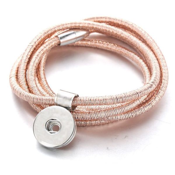 

5 colors magnet buckle 18mm snap button bracelet & bangle multi-turn leather rope bracelet fit 18mm diy snap button jewe bbybbp, Golden;silver
