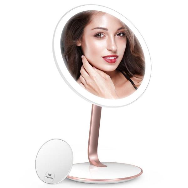

compact mirrors easehold rechargeable 3 color lighting mode makeup mirror adjustable with 1x/10x magnifying 1500lux brightness dimmable cosm