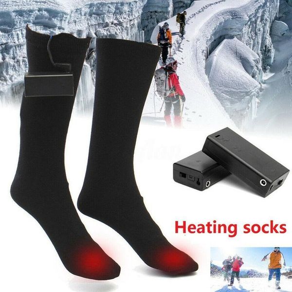 

sports socks electric 3v thermal cotton men women battery case operated winter foot warmer heated warming1, Black