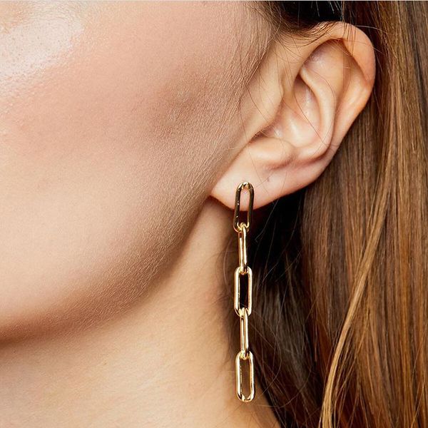 

link chain drop earrings for women punk girl crush gold silver color tassel dangle earring fashion jewelry gifts