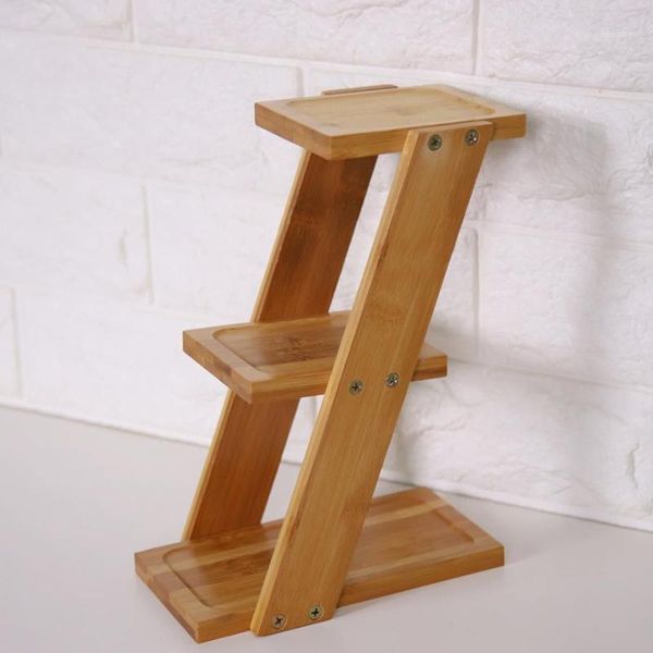 

3 tiers bamboo deskpotted plant storage rack flower holder shelf1