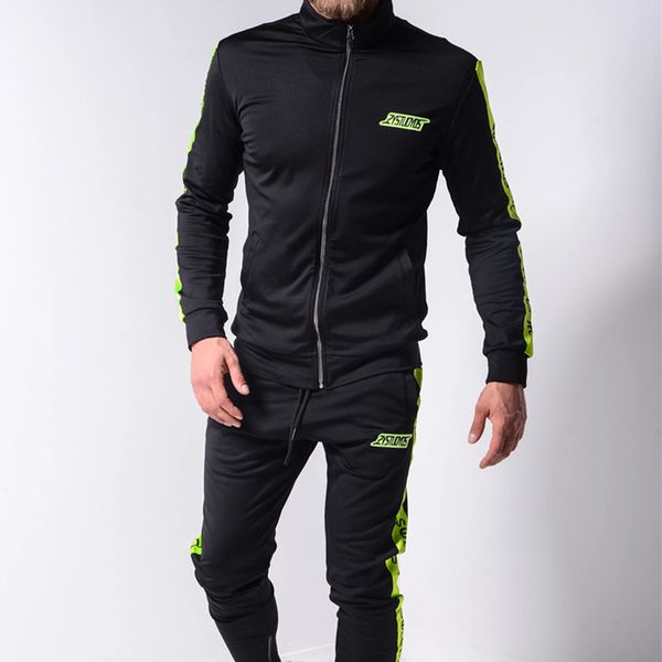 

2020 2 peas de marca masculino joggers ternos conjuntos moda listrado moletom + calas pulver com capuz sportwear terno roupas, Gray