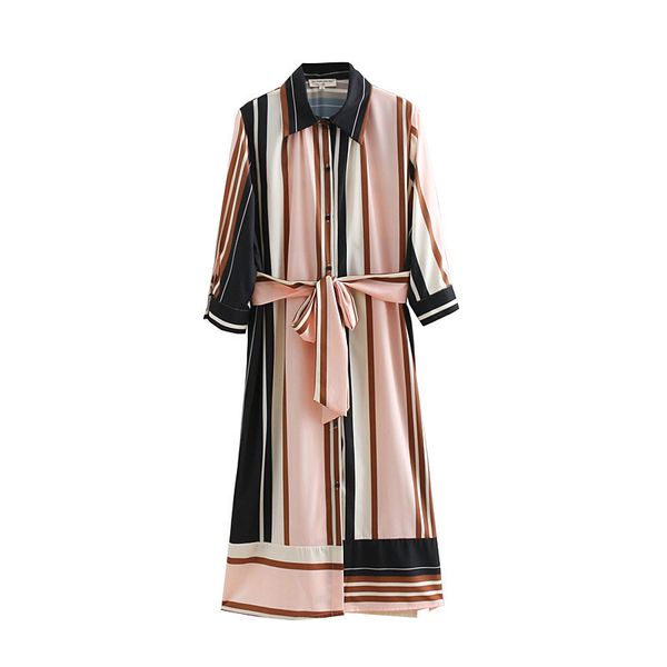 

l-14-6065 new women's striped shirt dress, Black;gray