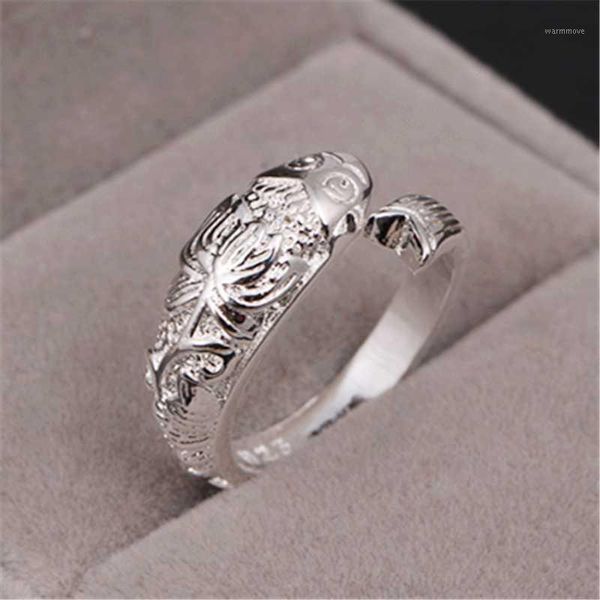 

Popular Silver Female Ring Personality Charm Simple Retro Fish Hand Jewelry to Give Gifts1, Slivery;golden