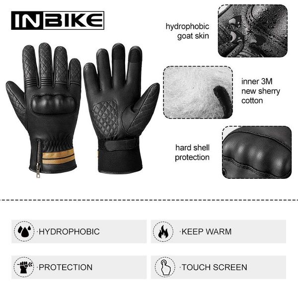 

infike гидрофобные мотоциклетные перчатки сенсорный экран новый шерри хлопок мотоциклы перчатки мужчины зимний износ устойчивые велосипед пе, Black