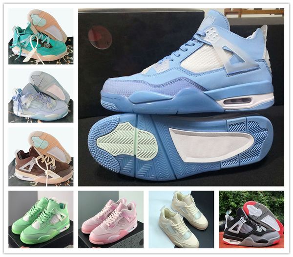 

men women 4 4s off sp wmns sail muslin basketball shoes white x pink beige green blue mens ladies sports sneaker, White;red