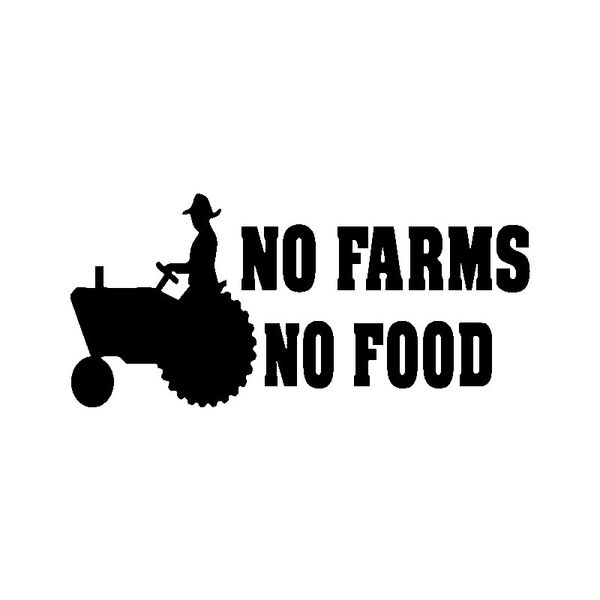 

14.2cm*6.5cm interesting no farms no food vinyl decoration car sticker decal black silver c15-2856