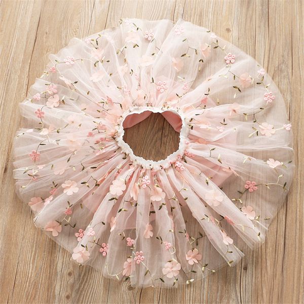

flower embroidery kids skirts for girls pettiskirt children mesh skirt princess baby tutu skirts spring and summer y200704