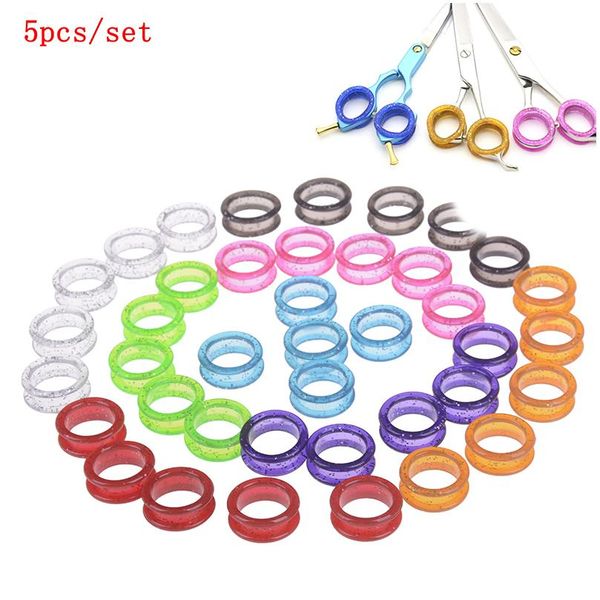 

scissors ring 5pcs/set colorful silica gel hair scissors rings cutting barber ring haircut scissor circle shears hair wmtbqw, Black