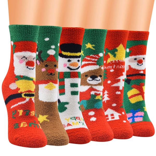

new christmas socks series for ladies coral velvet santa socks christmas women socks wholesale