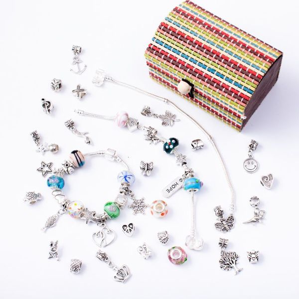

charm bracelet kit, making supplies diy bead snake chain jewelry