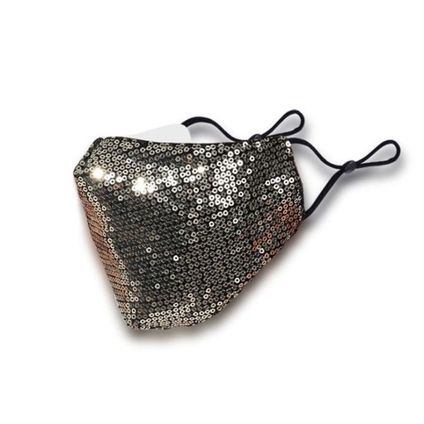

txbpbling 3d washable reusable mask pm2.5 fashion care shield sun color gold elbow sequins shiny face cover mount masks anti