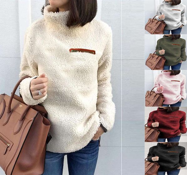 

fashion zipper high neck warm sweater for women in fall / winter 2020, White;black