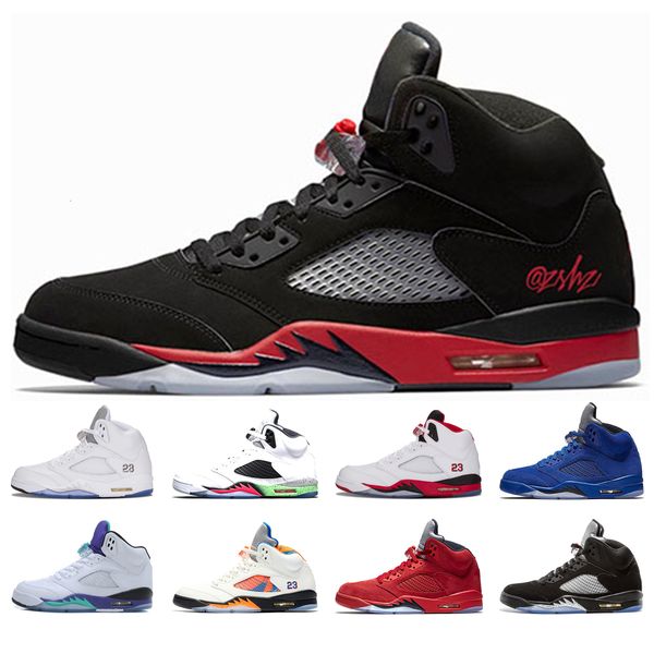 

high 5 bred shoes men 5s red bllue suede white black grape oreo white cement metallic silver space jam sport sneakers