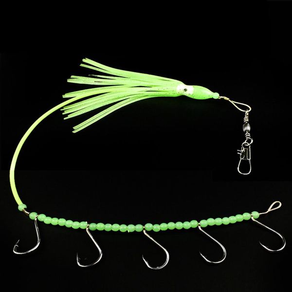 

1pcs 5 hooks with squid skirts inchiku jig assist hook ocs jigs assist hook luminous squid jig hook suitable for inchiku jllzwt