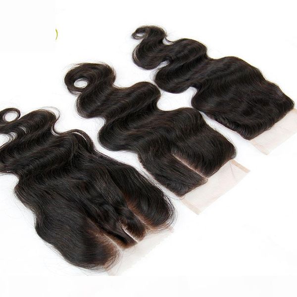 

malaysian body wave lace closure middle three 3 way part closures bundles virgin malaysian human hair lace closure ing, Black