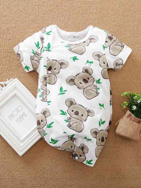 

yierying baby koala print button detail romper she, Blue