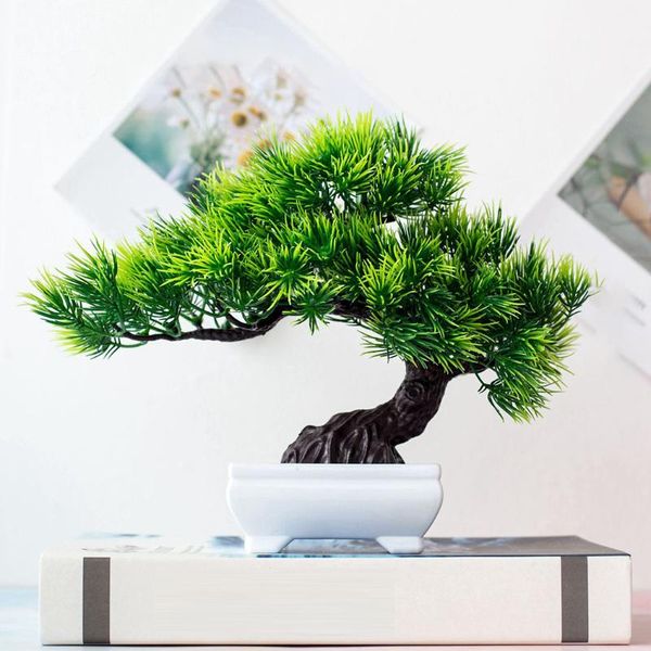 

1 pcs simulation plant bonsai welcome pine living room bedroom decoration indoor green plant decoration