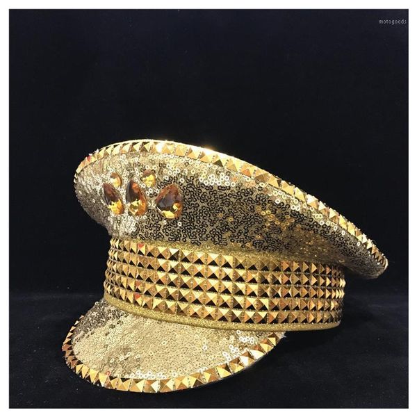 

wide brim hats men women hat gold cotton captain guard 3 size1, Blue;gray