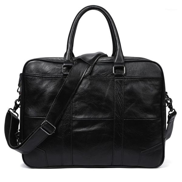 

new promotion simple design business men briefcase bag genuine cow leather lapbag men shoulder bolsa maleta1
