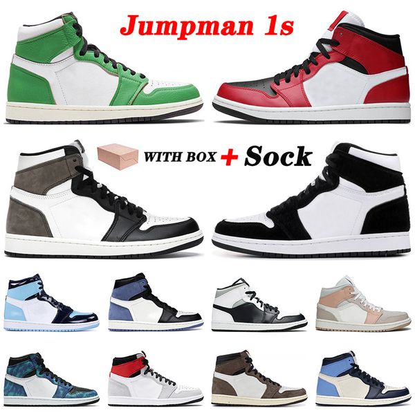

with box 2021 new arrival shoes 1 1s lucky green high dark mocha jumpman mid chicago toe mens womens sport trainers sneakers