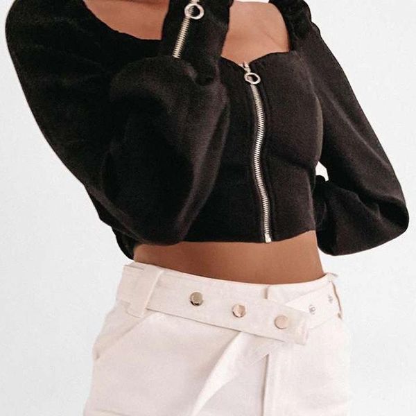 

woman puff sleeve shirts lady female womens clothing crop women blouse european style retro blouse, White