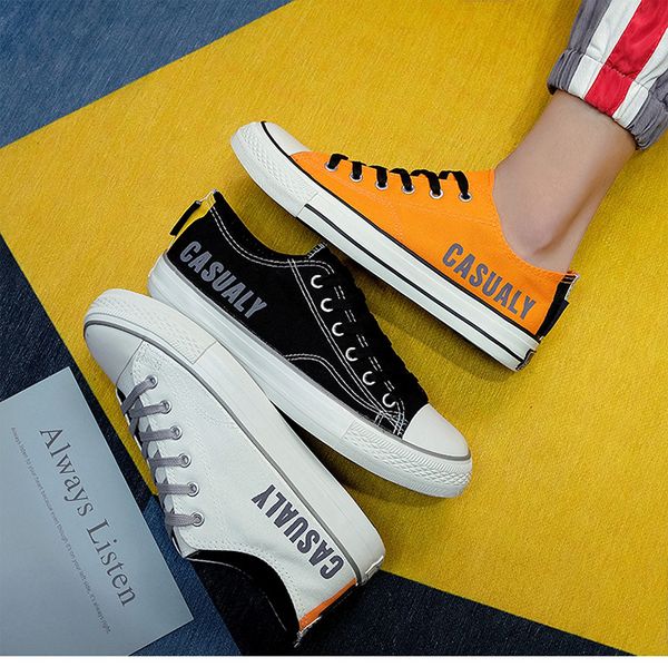 

2020 new designer men's shoes korean trend fashion canvas shoes male students all-match breathable sneakers men, Black
