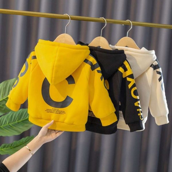 

winter sweater cloth men's women's autumn plush korean sle versatile children's hooded and thickened pullover, Black